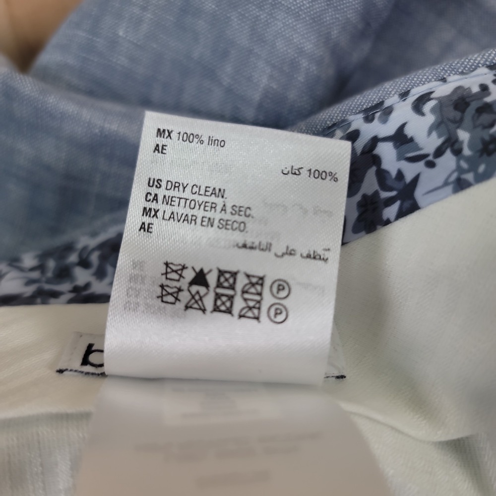 Bar III Dress Pants Mens Size 31x30 Blue 100% Linen Slim Fit Straight Preppy - Picture 14 of 15